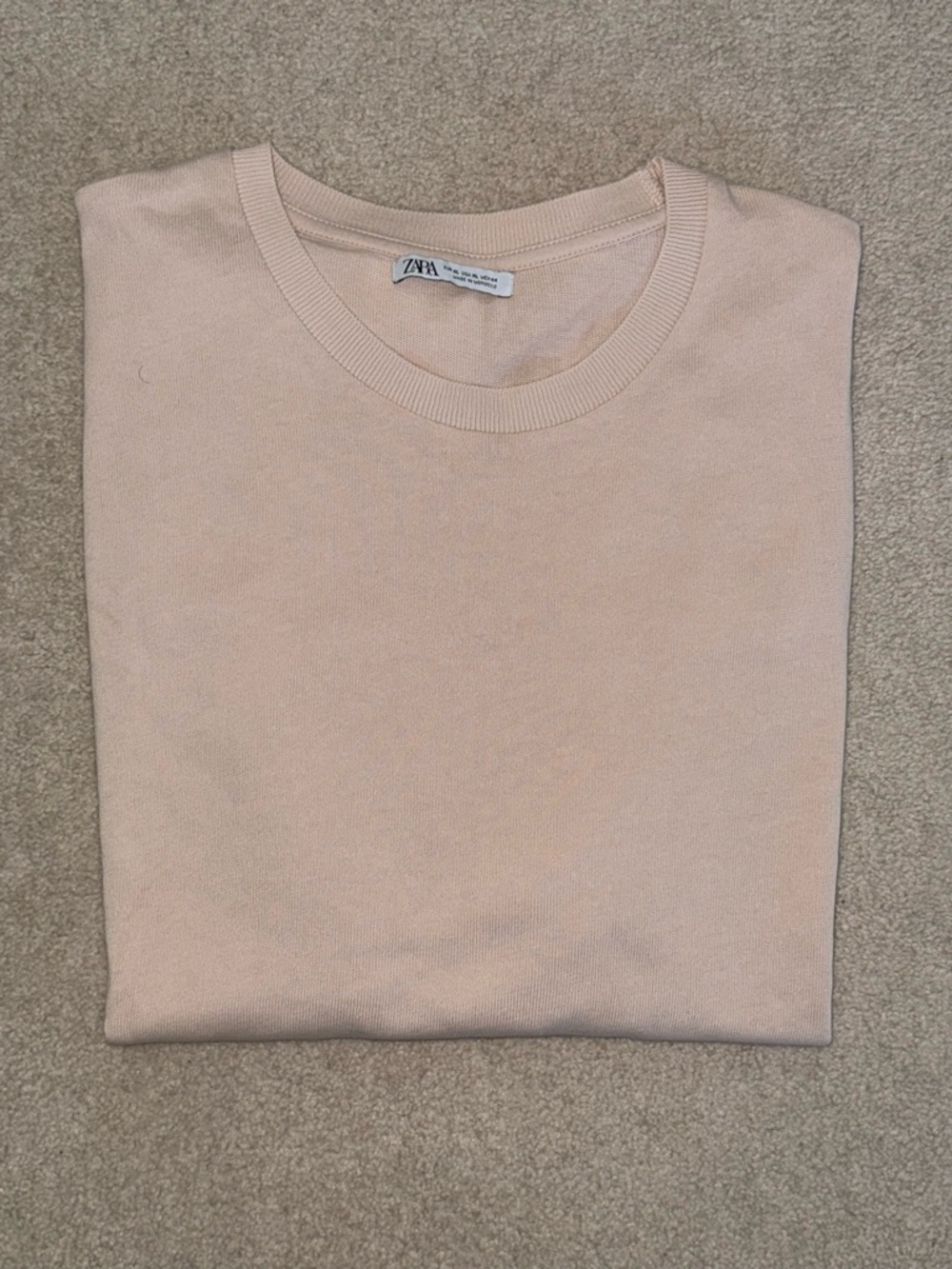 Zara Men’s Crewneck Knitted Shirt Pale Pink - Extra Large